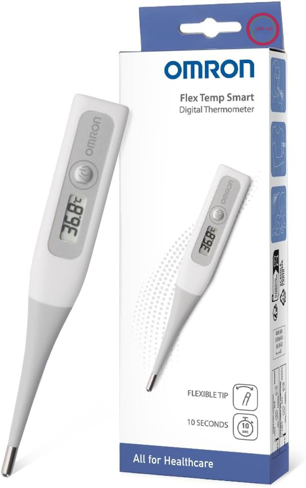 تب سنج دیجیتال هوشمند امرون ژاپن مدل Flex Temp برای نوزادان و بزرگسالان | تب سنجی با اندازه گیری سریع در 10 ثانیه و نوک انعطاف پذیر برای راحتی بیشتر، ضد آب