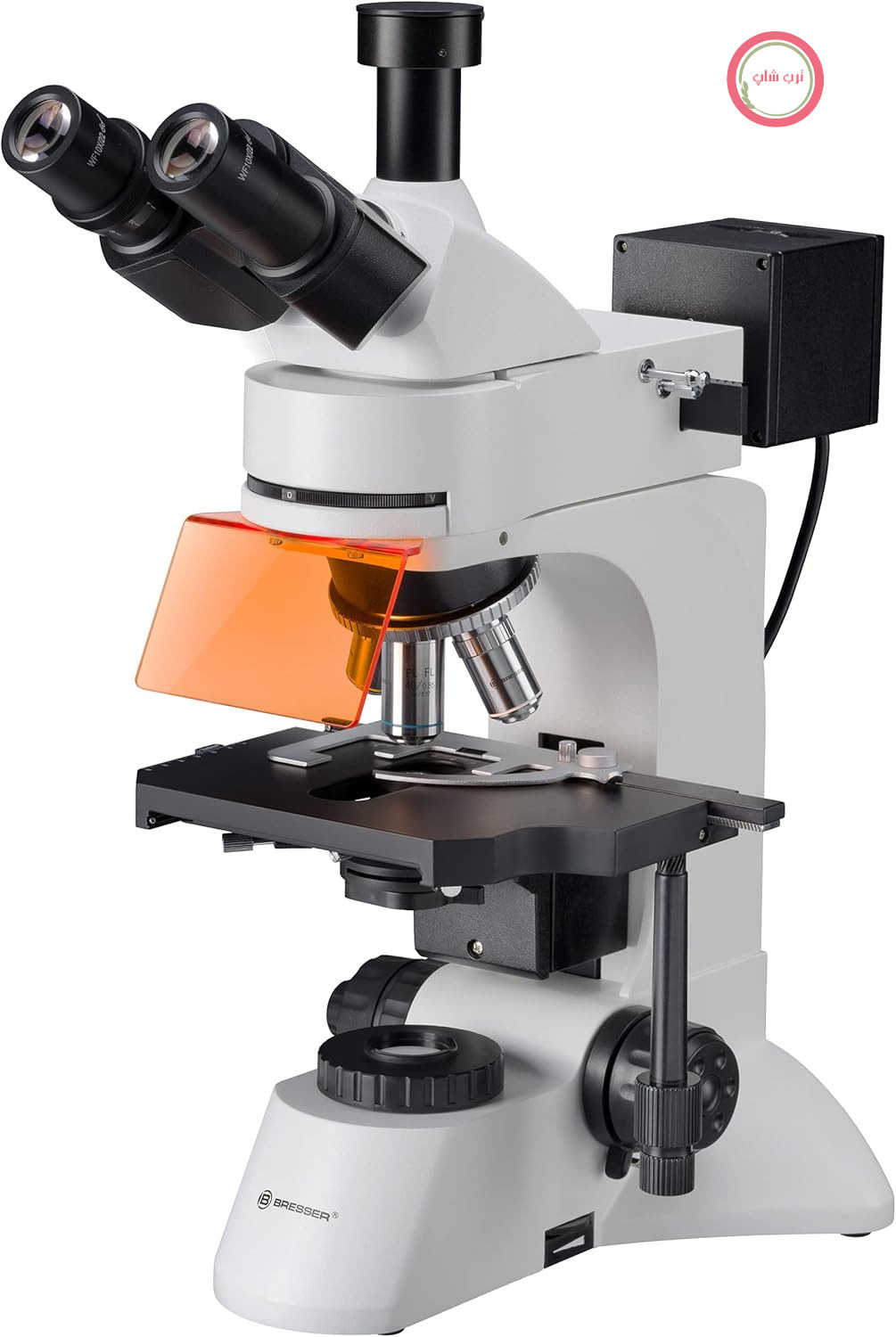 میکروسکوپ سه چشمی فلورسانس و نور عبوری Bresser مدل Science ADL-601F بزرگنمایی 40-600 برابر، عدسی‌های شیئی پلناکروماتیک، پایه مکانیکی هم محور، نور عبوری LED، 4 LED برای نور تابشی، لوله دوربین | فلورسانس با 4 رنگ LED، نور عبوری Köhler، لنزهای پلناکروماتیک، پایه مکانیکی، فوکوس دقیق، محافظ UV