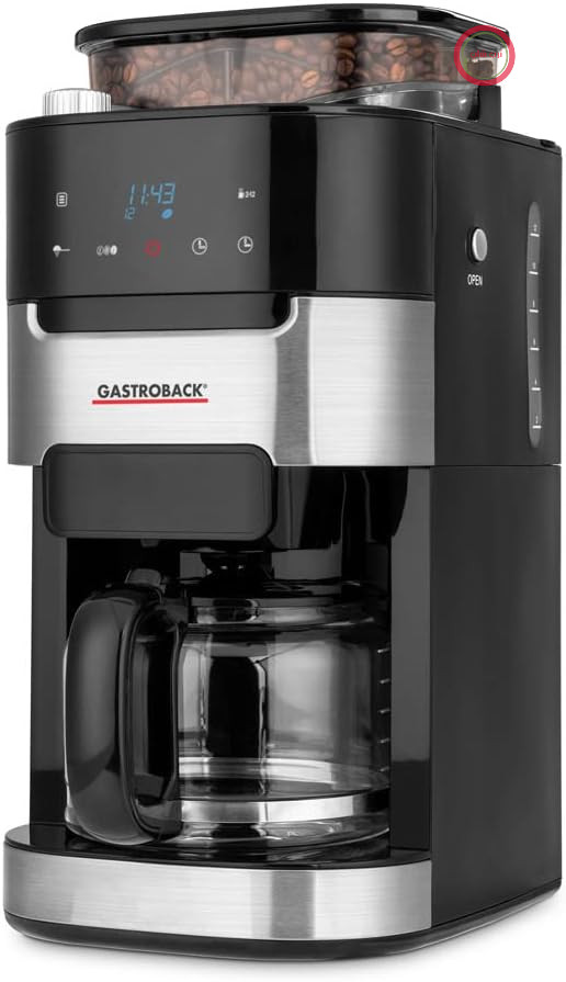 دستگاه قهوه ساز GASTROBACK 42711 Grind & Brew Pro، دستگاه قهوه ساز فیلتردار با آسیاب داخلی، آسیاب مخروطی با 8 حالت آسیاب، صفحه نمایش LCD لمسی نرم، پلاستیک