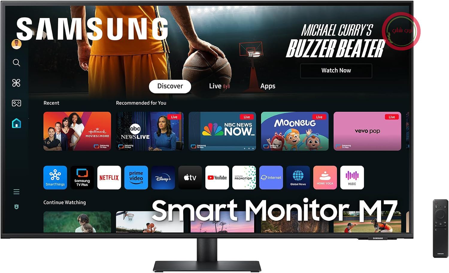 مانیتور هوشمند سامسونگ M70D، ۴۳ اینچ، 4K با قابلیت ارتقاء کیفیت تصویر با هوش مصنوعی، UHD، ۶۰ هرتز، مانیتور استریم با هاب سرگرمی و بازی، صفحه نمایش با بلندگو، برنامه‌های تلویزیون هوشمند با کنترل از راه دور، LS43DM702UUXEN