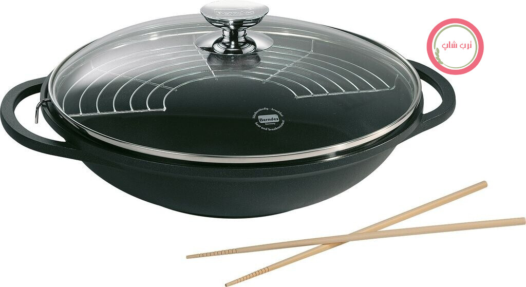 ماهیتابه برندس آلمان Berndes Wok Vario Click Induction، تابه وک با درب، مناسب برای همه اجاق گازها، آلومینیوم ریخته‌گری مقاوم، روکش نچسب، 32 سانتی‌متر، مشکی