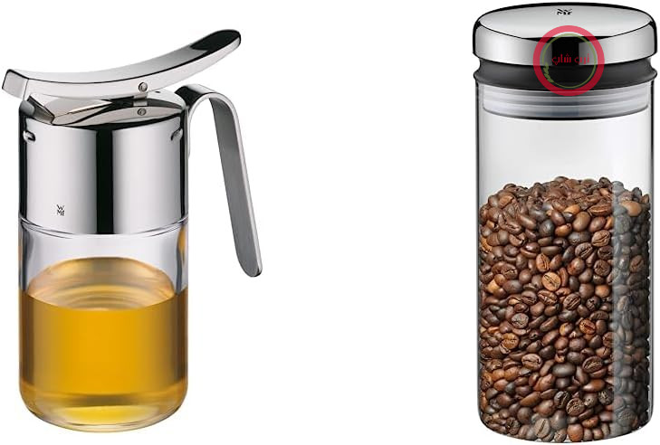 عسل روغن دان باریستا WMF 240 میلی‌لیتر، شیشه و ظرف نگهداری شیشه‌ای 1 لیتری، ارتفاع 21.5 سانتی‌متر، ظرف نگهداری با درب، ظرف نگهداری دانه قهوه، ظرف نگهداری غلات، ظرف نگهداری مواد غذایی با دهانه بزرگ