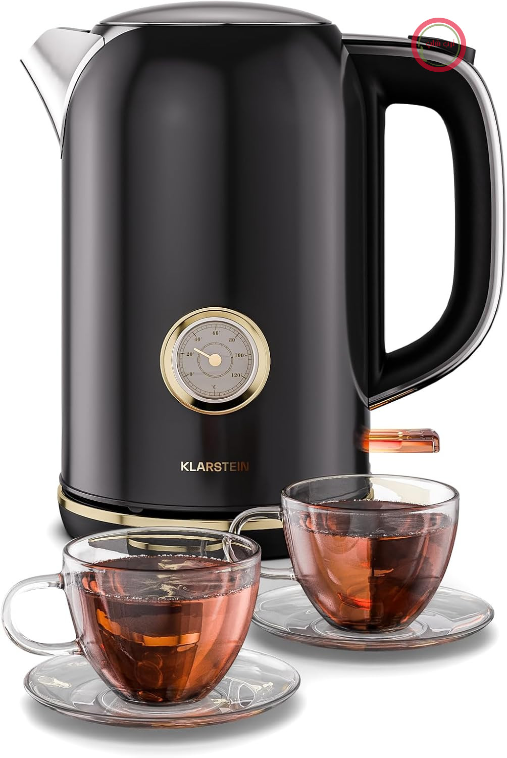 کتری ویکتوریا Klarstein 1.7 لیتری – کتری قدیمی 2200 وات، طراحی قدیمی، فیلتر رسوب آهک قابل جدا شدن، پایه 360 درجه، خاموش شدن خودکار