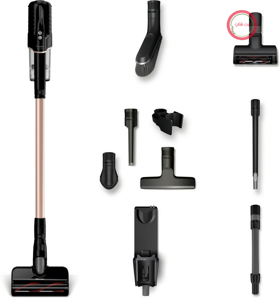 جاروبرقی دستی بی‌سیم Miele Duoflex HX1 TotalCare، عملکرد ۲ در ۱، ۲۱۰ وات، بدون کیسه، با برس برقی MultiFloor و مجموعه CarCare، مشکی-رزگلد Obsidian