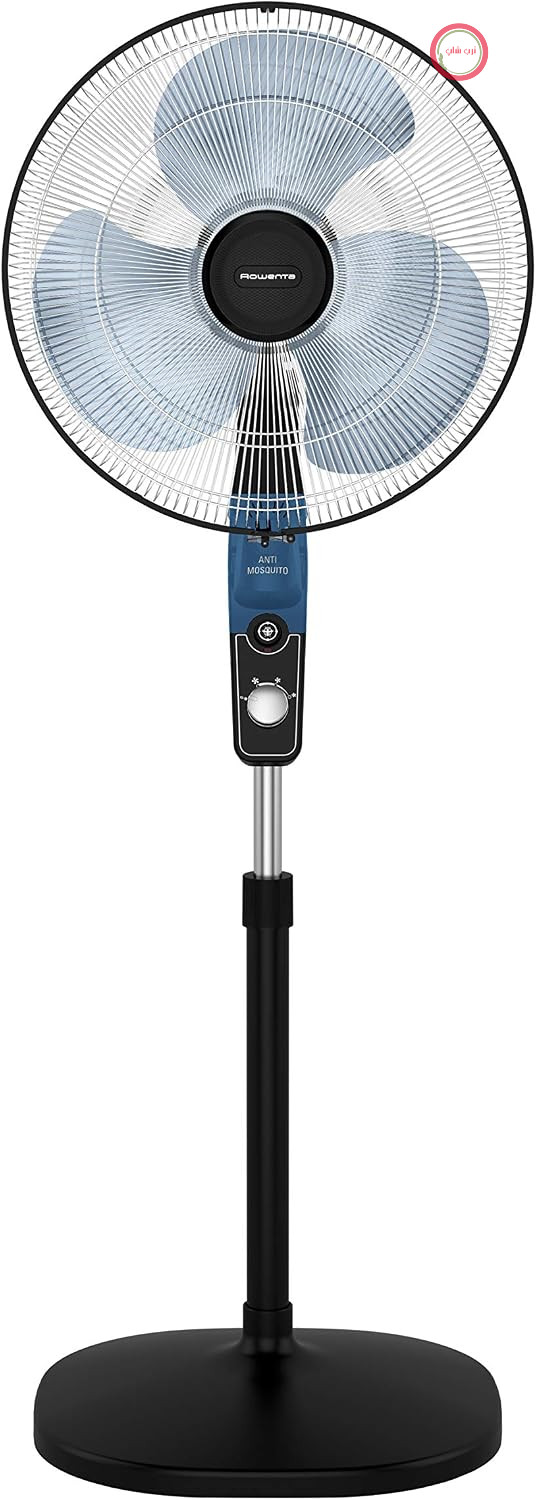 پنکه پایه دار روونتا آلمان Rowenta Essential+ VU4420، 55 متر مکعب در دقیقه، 3 سرعت، عملکرد بالا، نوسان خودکار، جهت و ارتفاع قابل تنظیم، 54 دسی بل (A)، مشکی