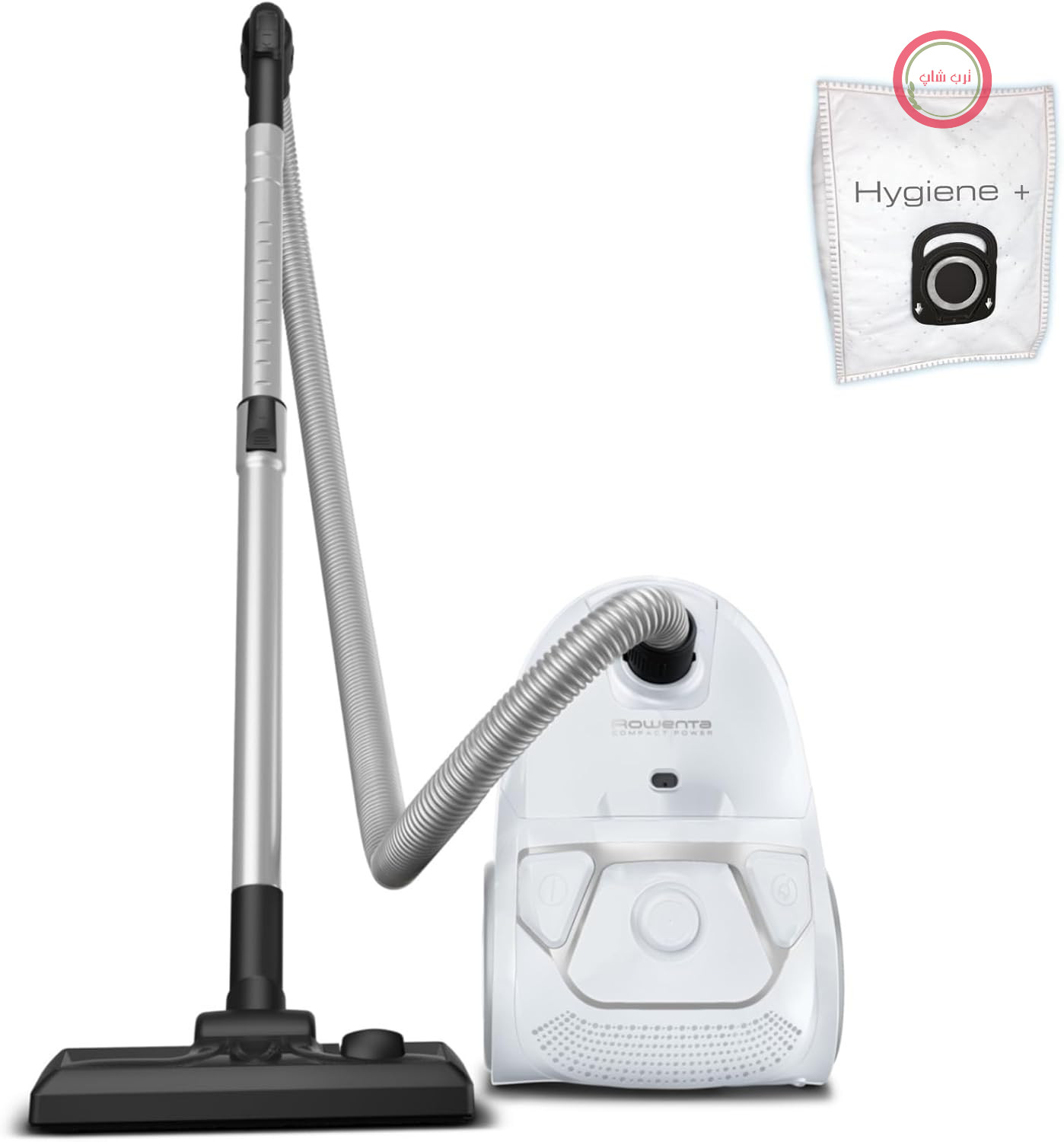 جارو برقی کیسه دار روونتا آلمان مدل Compact Power، مصرف انرژی پایین، 900 وات، کیسه گرد و غبار 3 لیتری XL، کابل بلند، ایده‌آل برای جارو کردن فضاهای بزرگ، سفید، RO3927EA