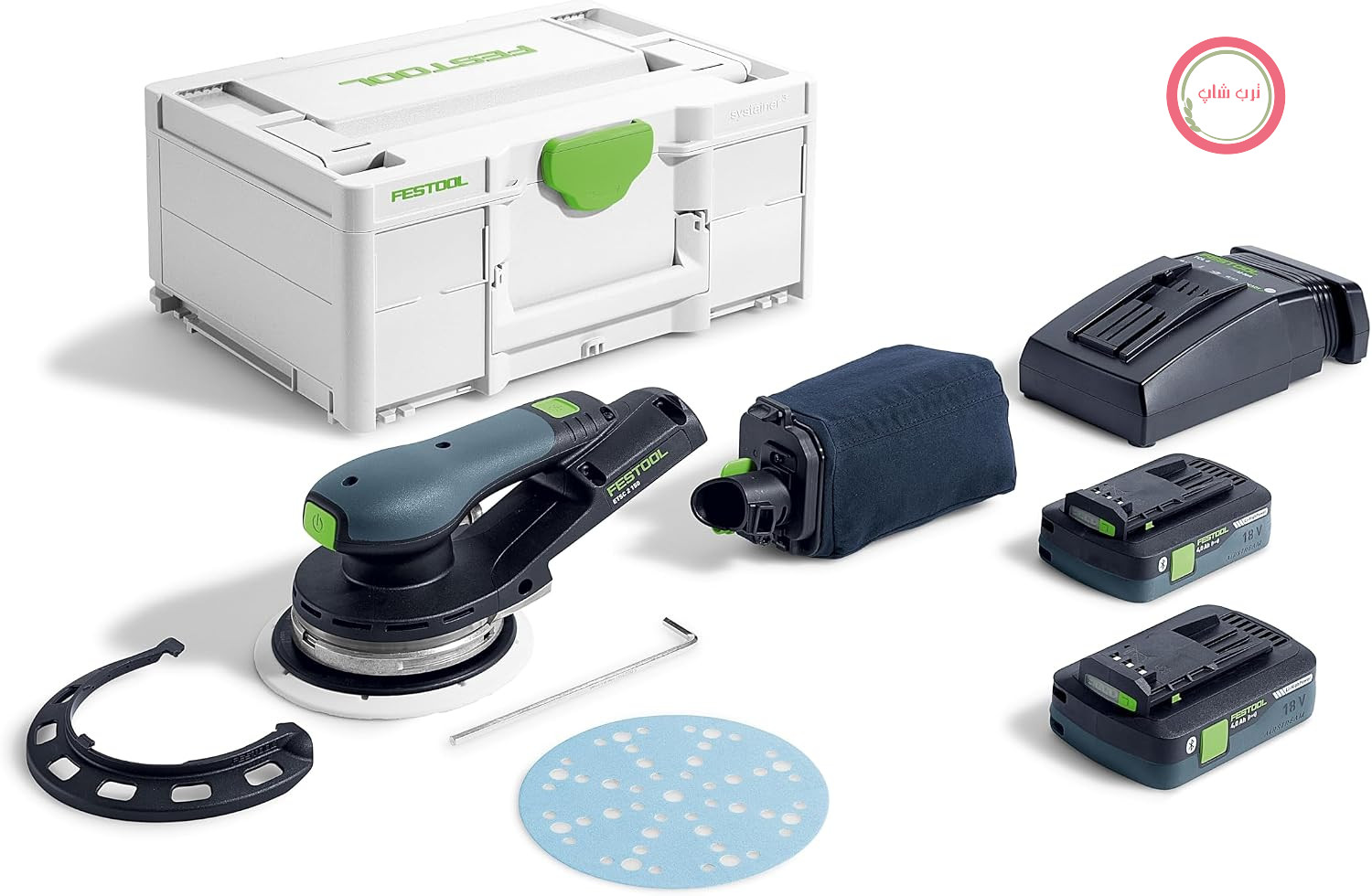 سنباده زن بی سیم رندوم اوربیتال Festool ETSC 2 125 4.0 I-Plus شامل صفحه سنباده StickFix D:125mm W-HT (soft-HT)، دو عدد باتری BP 18 Li 4.0 HPC-ASI در Sysainer SYS 3 M 187