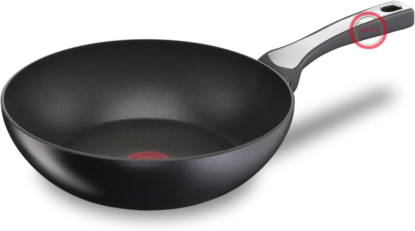 تابه القایی تفال مدل Unlimited On Wok Pan، سایز 28 سانتی‌متر، روکش نچسب تیتانیوم 6X ضد گربه، سیگنال حرارتی در دمای ایده‌آل برای سرخ کردن، مناسب برای انواع اجاق گاز، G25919