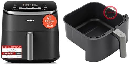 سرخ کن بدون روغن COSORI TurboBlaze 6L + بسته سبد سرامیکی اصلی (بدون PFAS، موتور DC)، خاکستری تیره