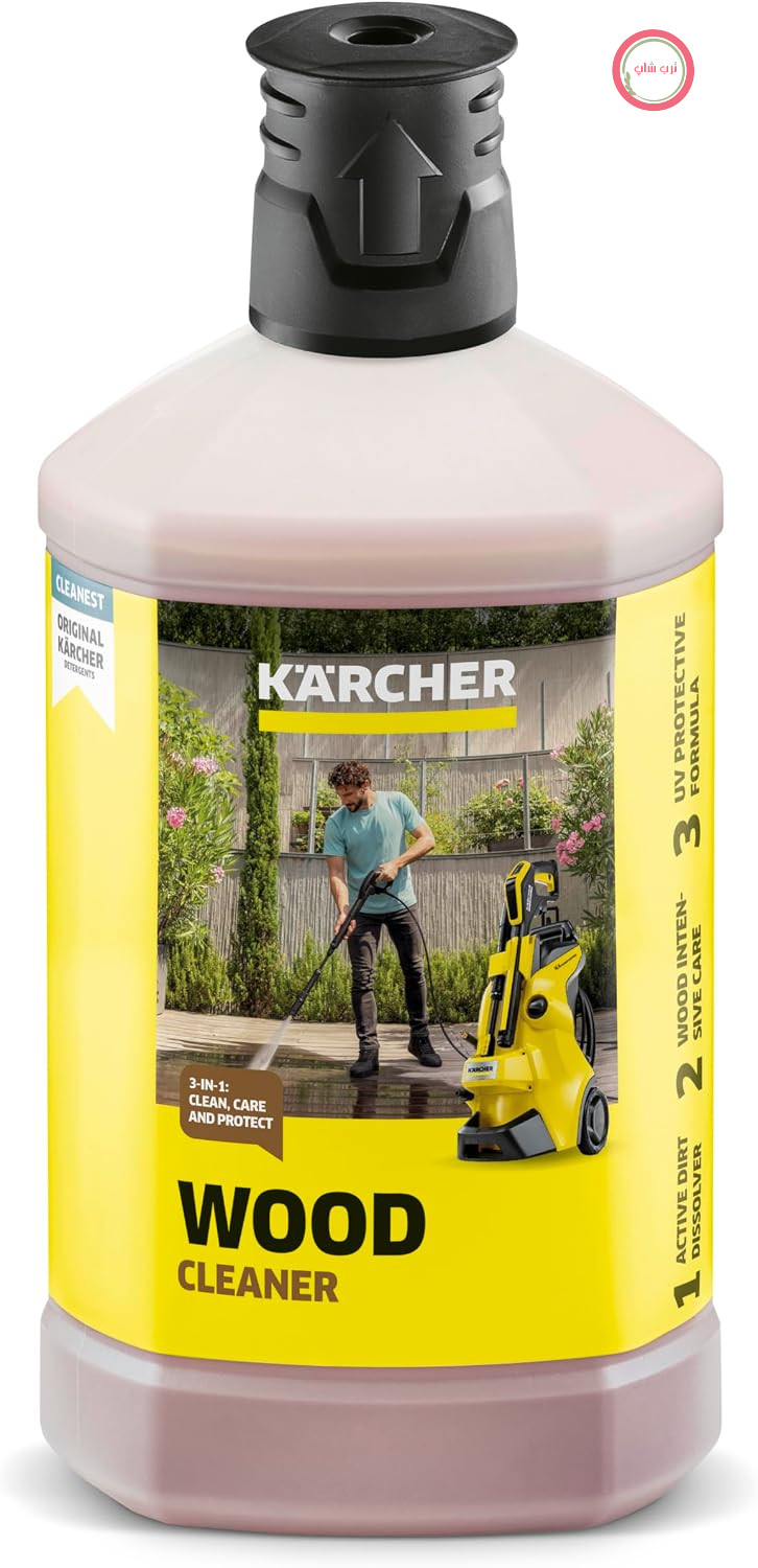 پاک کننده چوب Kärcher RM 612، فرمول 3 در 1، 1 لیتر، پاک کننده فعال آلودگی و فرمول محافظت در برابر اشعه ماوراء بنفش، برای تمیز کردن سطوح چوبی فرآوری شده و فرآوری نشده، تمیز کردن، مراقبت و محافظت