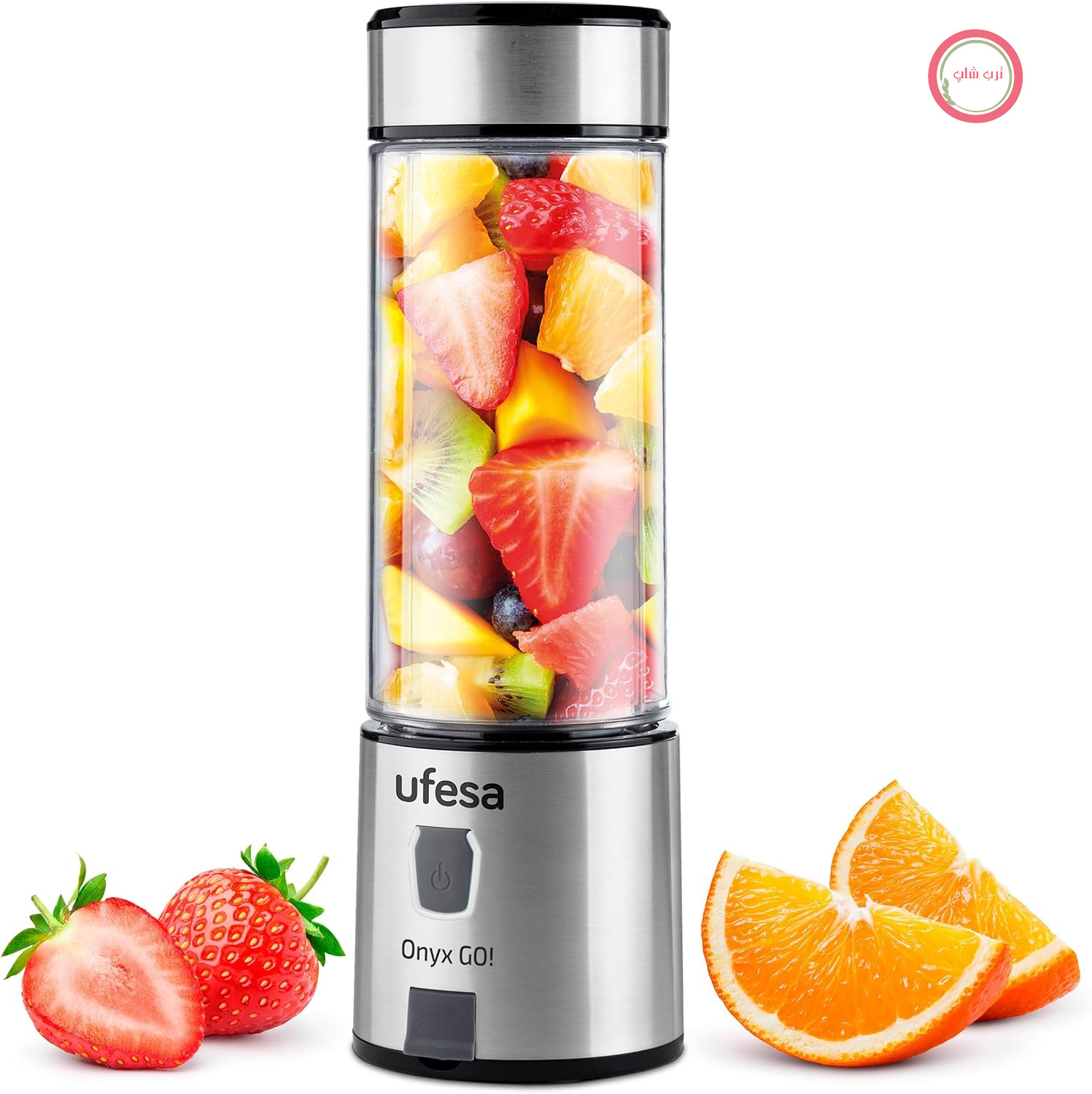 اسموتی ساز یوفسا اسپانیا Ufesa Onyx Go! MiniMixer، مخلوط کن کوچک قابل حمل و اسموتی ساز، درب اسپرت، 400 میلی لیتر، با باتری و شارژ USB، ویژه آمازون