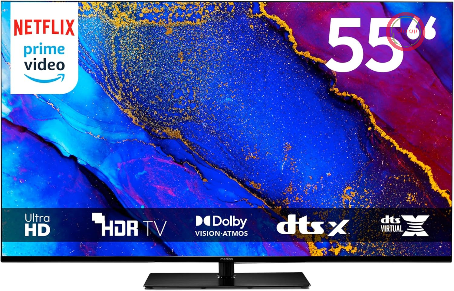 تلویزیون MEDION با اندازه ۱۳۸.۸ سانتی‌متر (۵۵ اینچ) (تلویزیون هوشمند، ۴K، Dolby Vision HDR، Prime Video، Disney+، Dolby Atmos، DTS X، سازگار با Google TV، PVR، بلوتوث، MD 855400)