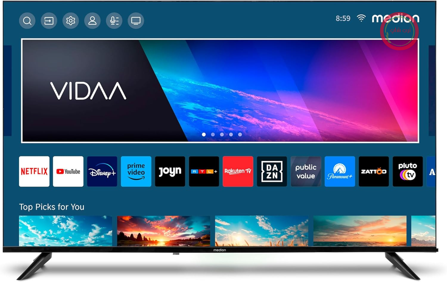 تلویزیون MEDION X15015 (MD 31641) با ابعاد 125.7 سانتی‌متر (50 اینچ) (تلویزیون هوشمند، 4K Ultra HD، HDR، فروشگاه VIDAA، نتفلیکس، پرایم ویدیو، دیزنی پلاس، DAZN، پارامونت پلاس، HbbTV، PVR، بلوتوث)
