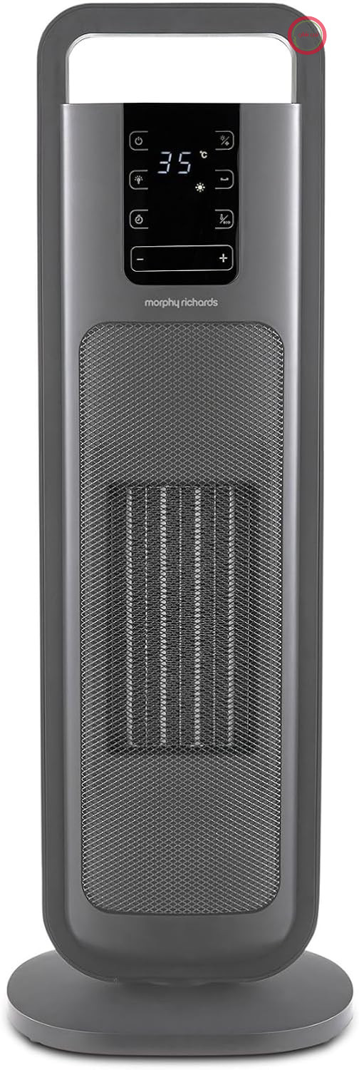 بخاری فن‌دار سرامیکی مورفی ریچاردز انگلستان فوق نازک Morphy Richards HeatFlux 2 کیلووات، کنترل از راه دور، جمع و جور، 20 متر مربع، حالت ECO، محافظت در برابر یخ‌زدگی، تایمر 24 ساعته، صفحه لمسی LED