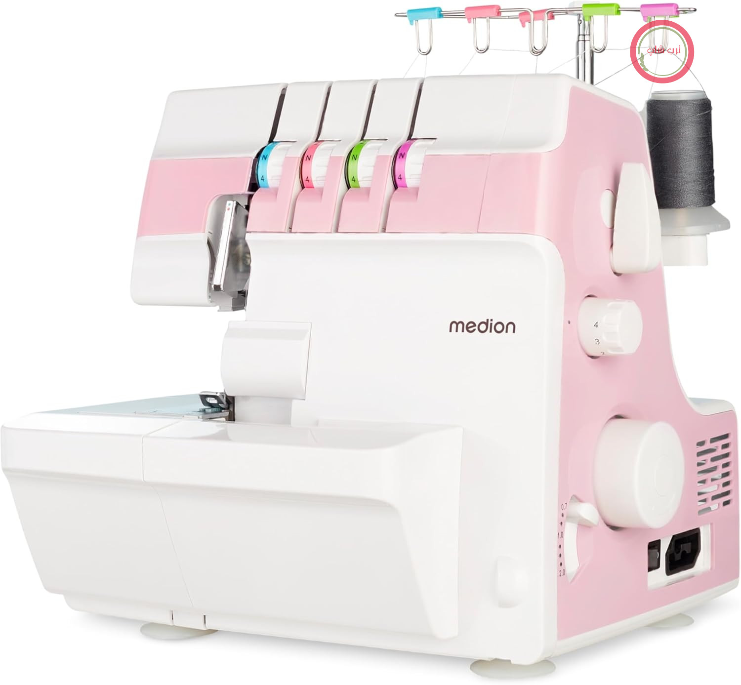 چرخ خیاطی MEDION Overlock SO90 (برقی، 90 وات، چراغ LED، برش یک مرحله‌ای، لوازم جانبی گسترده، MD19169) صورتی