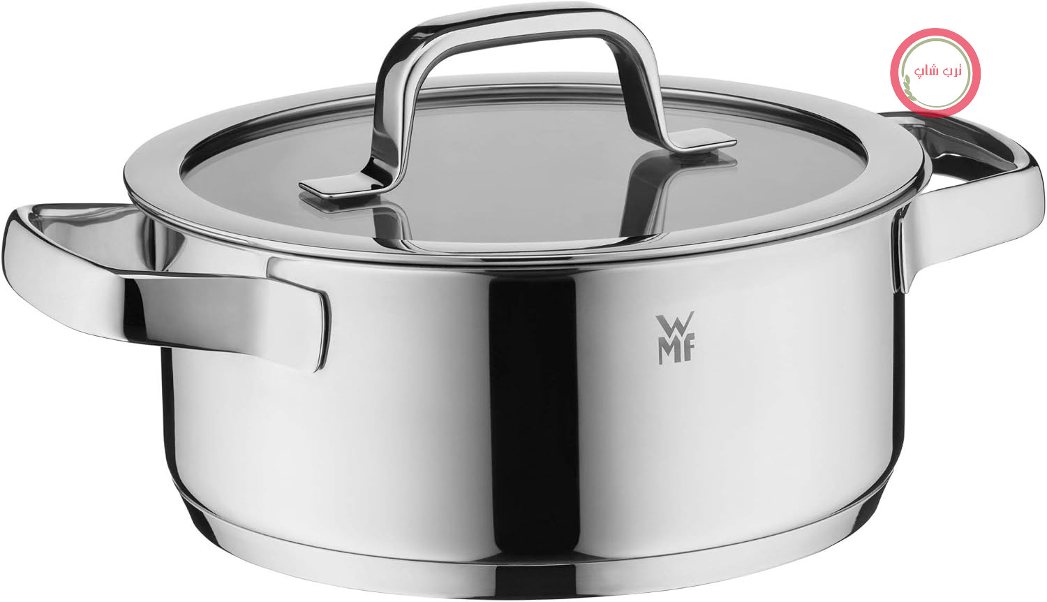 قابلمه کوچک WMF Compact Cuisine، 20 سانتی‌متر، درب شیشه‌ای، ماهیتابه 2.5 لیتری سازگار با القا، استیل ضد زنگ Cromargan صیقلی، پیمانه اندازه‌گیری داخلی، قابل چیدن روی هم، بدون پوشش