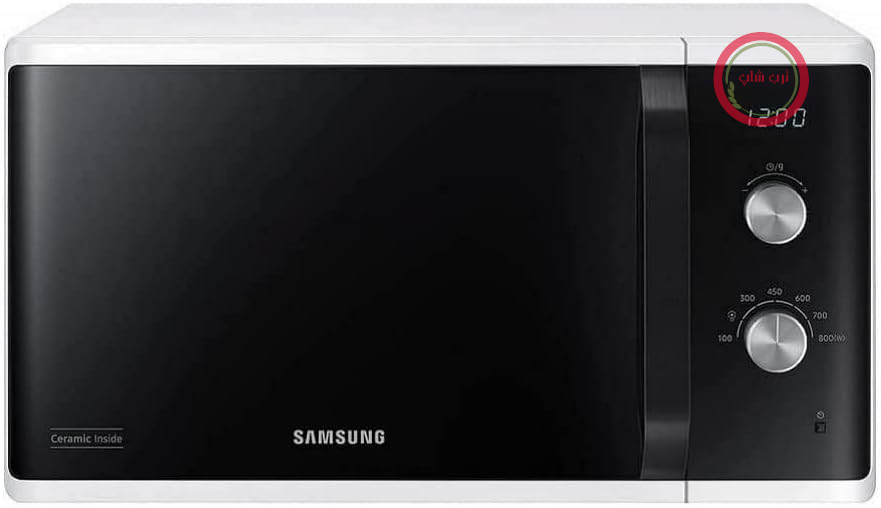 مایکروویو سامسونگ Samsung مدل MW3500 مدل MS23K3614AW/EG / 800 وات / محفظه پخت 23 لیتر / عرض 48.9 سانتی‌متر / روکش داخلی لعابی سرامیکی ضد خش / 6 سطح قدرت / سفید