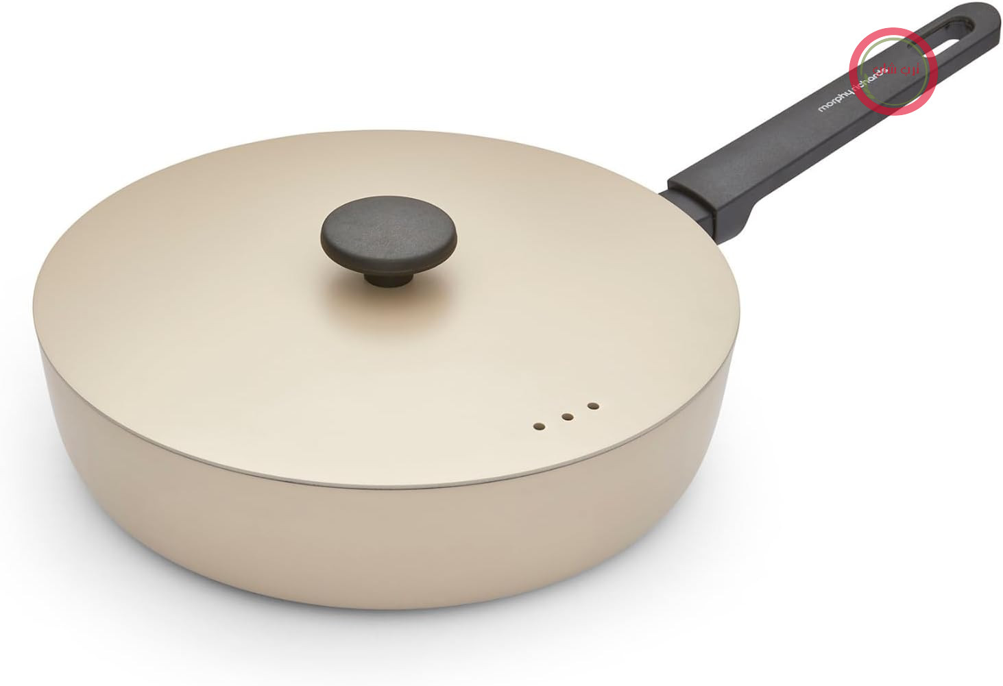ماهیتابه مورفی ریچاردز انگلستان Morphy Richards مدل 852504، جنس آلومینیوم فورج شده، 28 سانتی‌متر، روکش سرامیکی نچسب، دسته‌های نرم، مناسب برای فر تا دمای 180 درجه سانتی‌گراد، مناسب برای انواع اجاق گاز، کرم رنگ