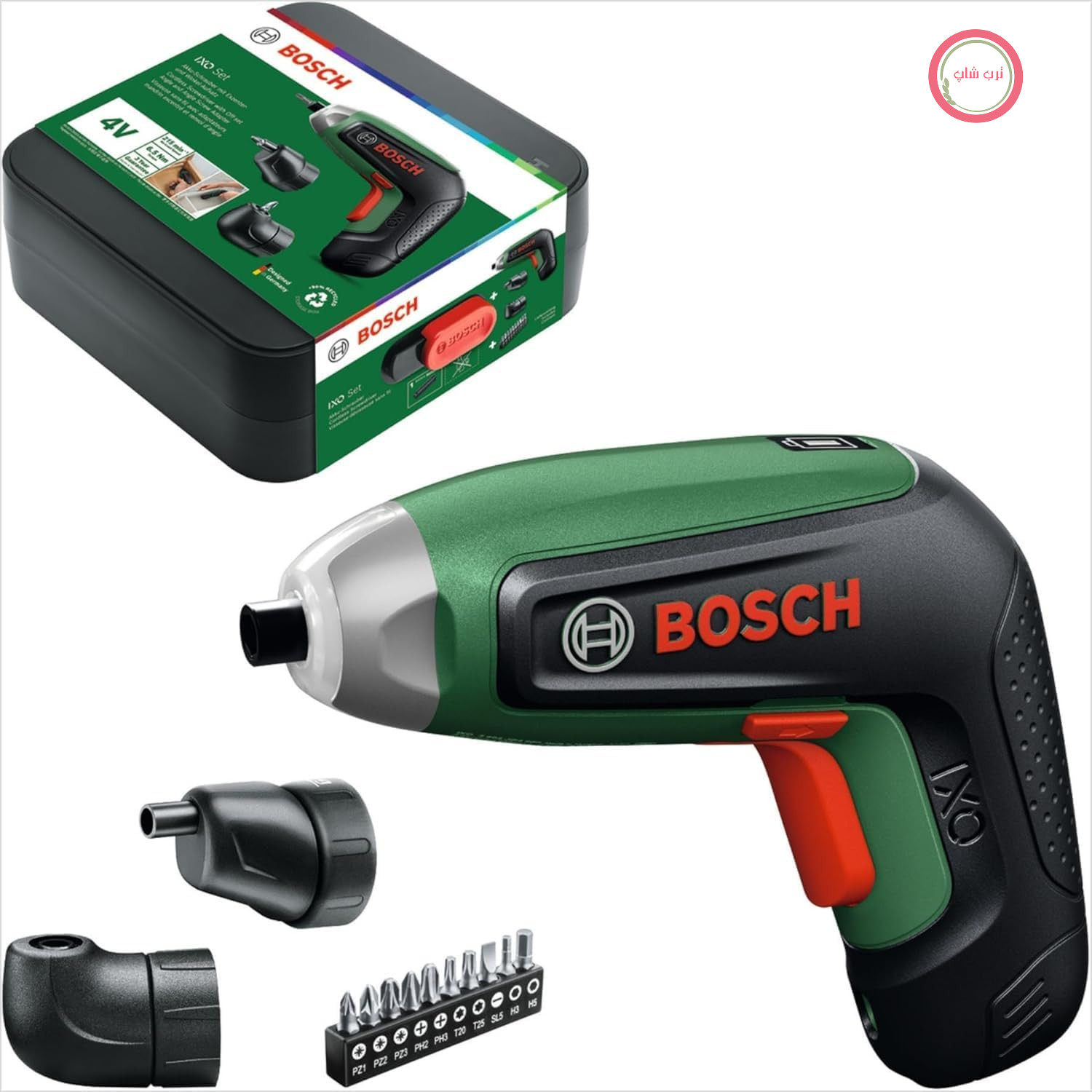 پیچ‌گوشتی بی‌سیم بوش آلمان Bosch IXO8 (مجموعه سر مته، اتصال غیرمتمرکز، اتصال زاویه‌دار