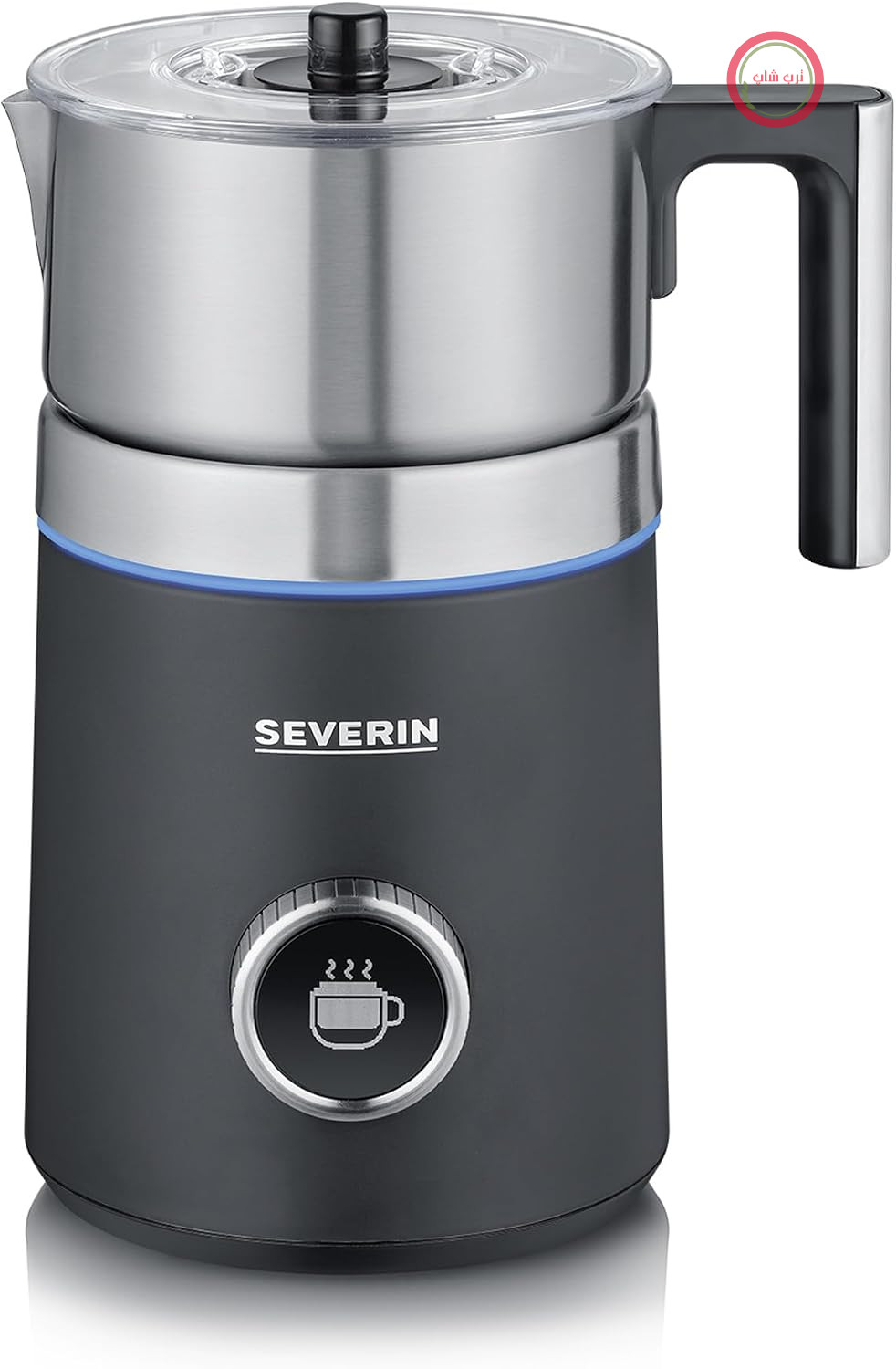 کف شیرساز سورین آلمان SEVERIN SPUMA 700 Plus، ۱۳ برنامه، صفحه نمایش OLED، حلقه نور LED با نشانگر وضعیت، تمیز کردن آسان، دهانه باریستا، استیل ضد زنگ برس خورده، مشکی، مدل SM 3587