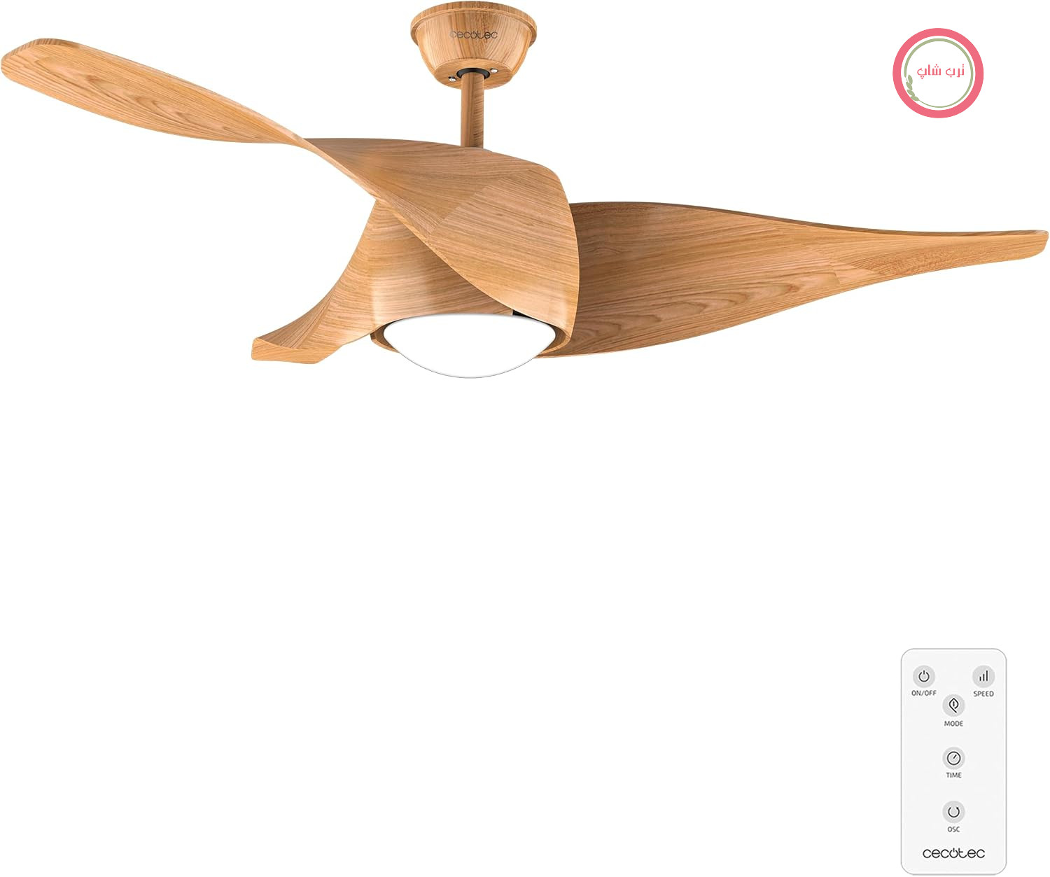 پنکه سقفی چراغ‌دار سکوتک اسپانیا Cecotec Aero 5290 موتور DC دارای چراغ LED و ۳ رنگ نور، کنترل از راه دور، طرح چوب روشن