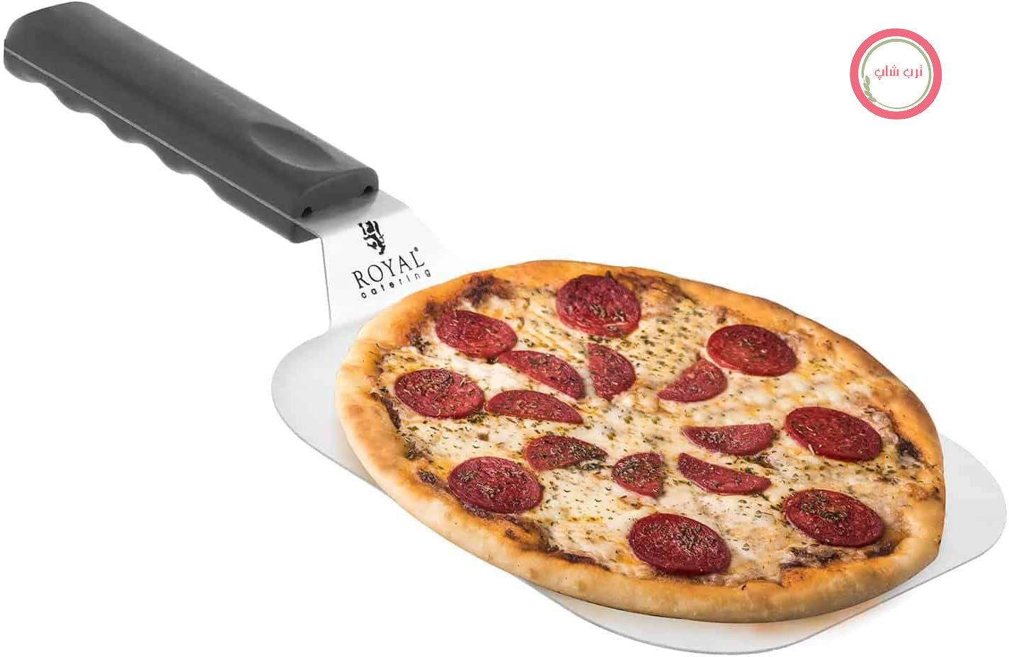 بیلچه پیتزای رویال کترینگ آلمان Royal Catering مدل RCPS-380/180B (تیغه 20 در 18 سانتی‌متر، طول کل 36.5 سانتی‌متر، دسته پلاستیکی، استیل ضد زنگ)
