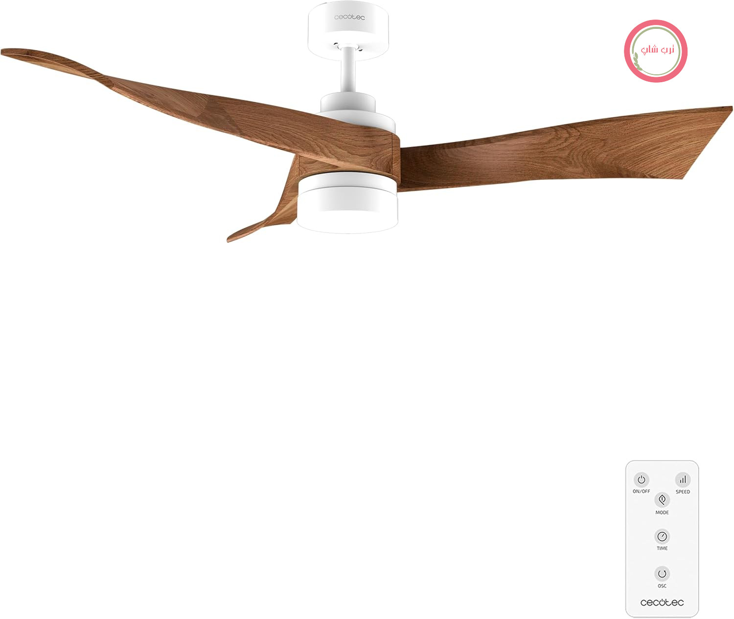 پنکه سقفی چراغ‌دار سکوتک اسپانیا Cecotec Aero 5280،دارای چراغ LED کنترل از راه دور، تایمر ، رده انرژی F طرح چوب سفید