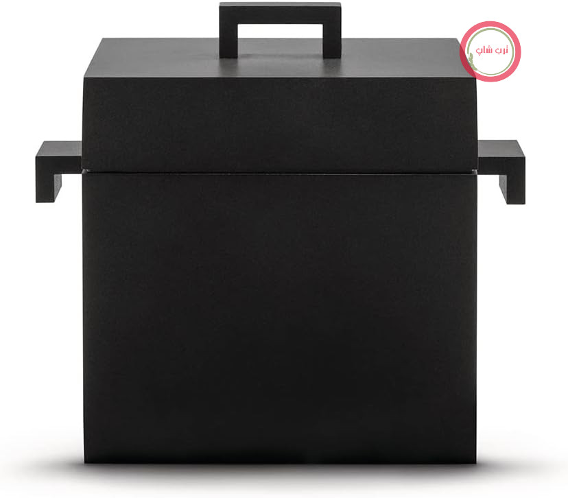 Alessi la Cubica AR03 - ظرف قابلمه آلومینیومی طرح‌دار با کف مربعی، روکش نچسب و پایه استیل مغناطیسی، مشکی