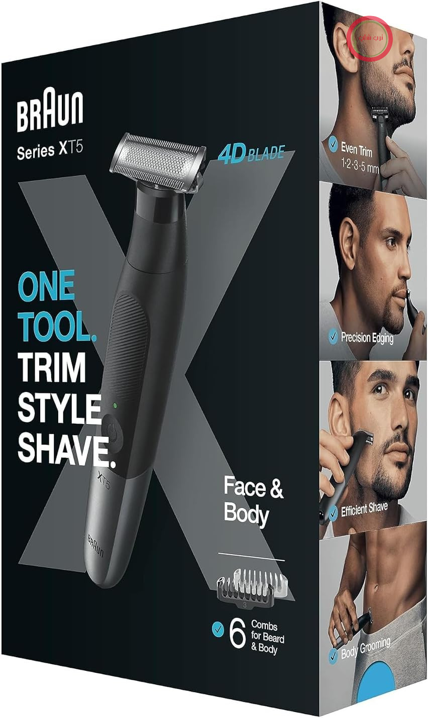 ریش تراش برقی و هیبریدی مردانه براون سری X، تیغه 4D، SkinShield ضد آب، بی‌سیم XT5200