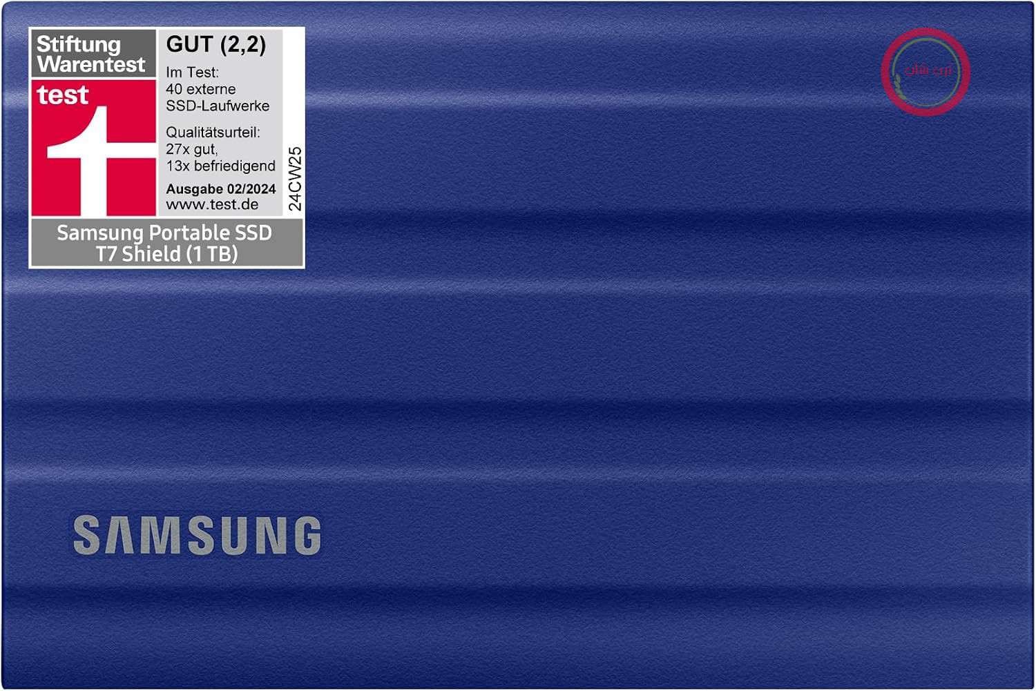 هارد اکسترنال سامسونگ مدل T7 Shield، ظرفیت ۱ ترابایت، رابط USB 3.2 نسل دوم، سرعت خواندن ۱۰۵۰ مگابایت بر ثانیه، سرعت نوشتن ۱۰۰۰ مگابایت بر ثانیه، مناسب برای مک، کامپیوتر و گوشی هوشمند، رنگ آبی، مدل MU-PE1T0R/EU