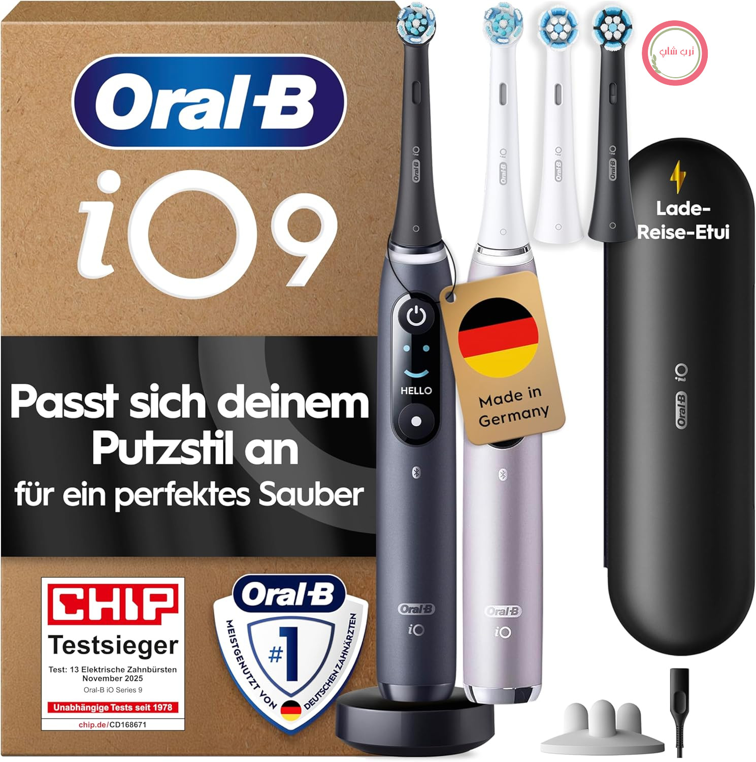 مسواک برقی Oral-B iO Series 9، موهای جداگانه، سر برس گرد، باتری قابل شارژ