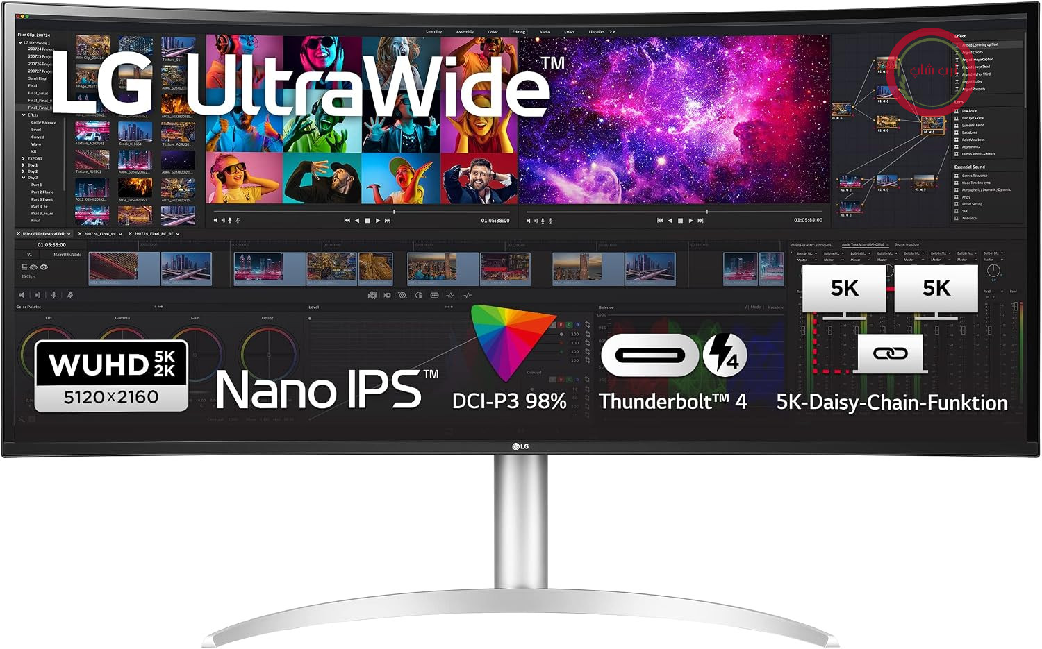 مانیتور منحنی ۳۹۷ اینچی فوق عریض ال‌جی با فناوری IPS HDR 10 مدل ۴۰WP95XPW