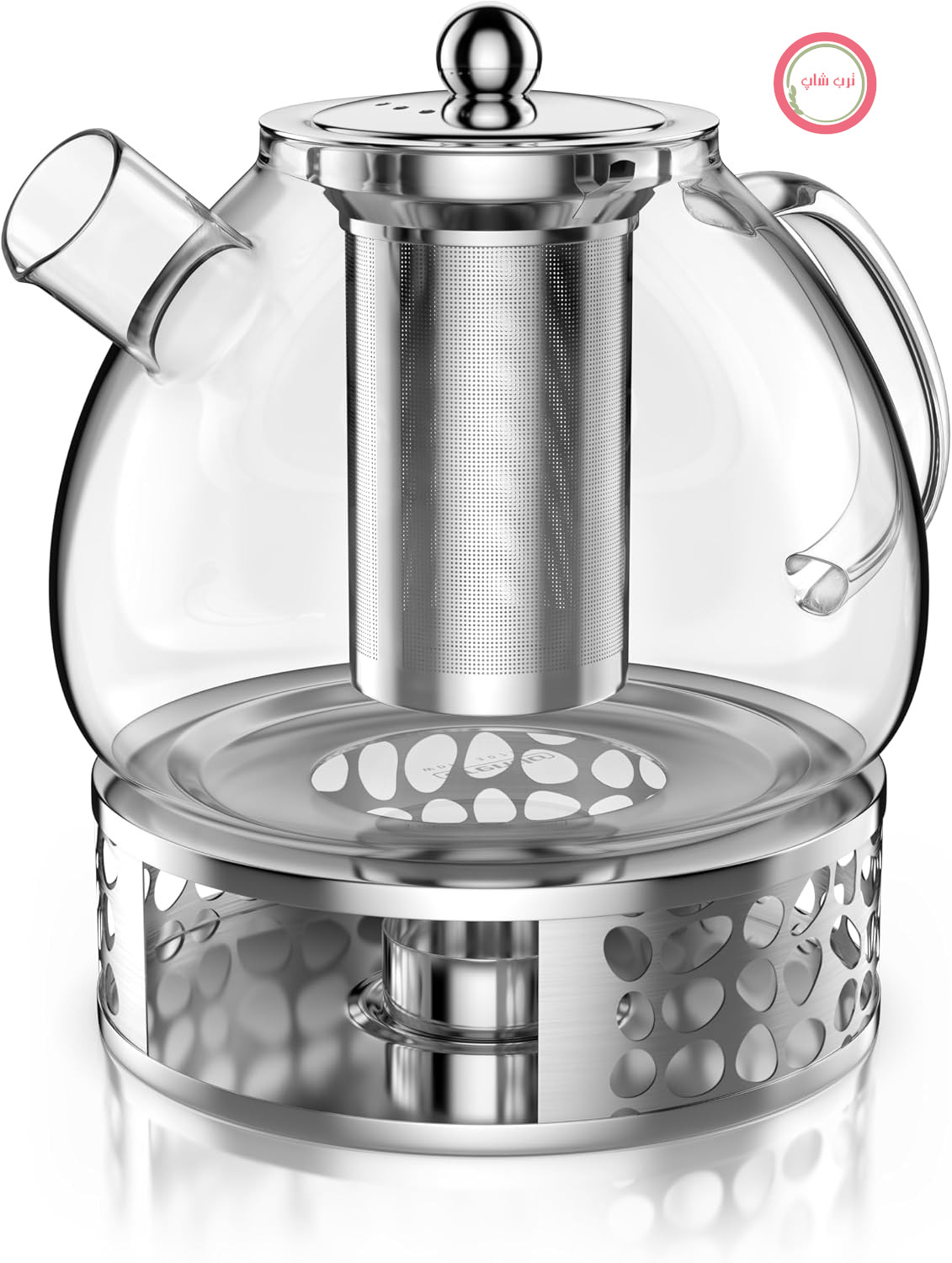 قوری وارمر شیشه‌ای آرندو آلمان با دم‌کن - 1500 میلی‌لیتر - ساخته شده از شیشه بوروسیلیکات - با دم‌کن استیل ضد زنگ - توری ریز - مقاوم در برابر حرارت - قوری شیشه‌ای - برای چای دم کرده، چای گیاهی، چای میوه‌ای - چای ساز - لن