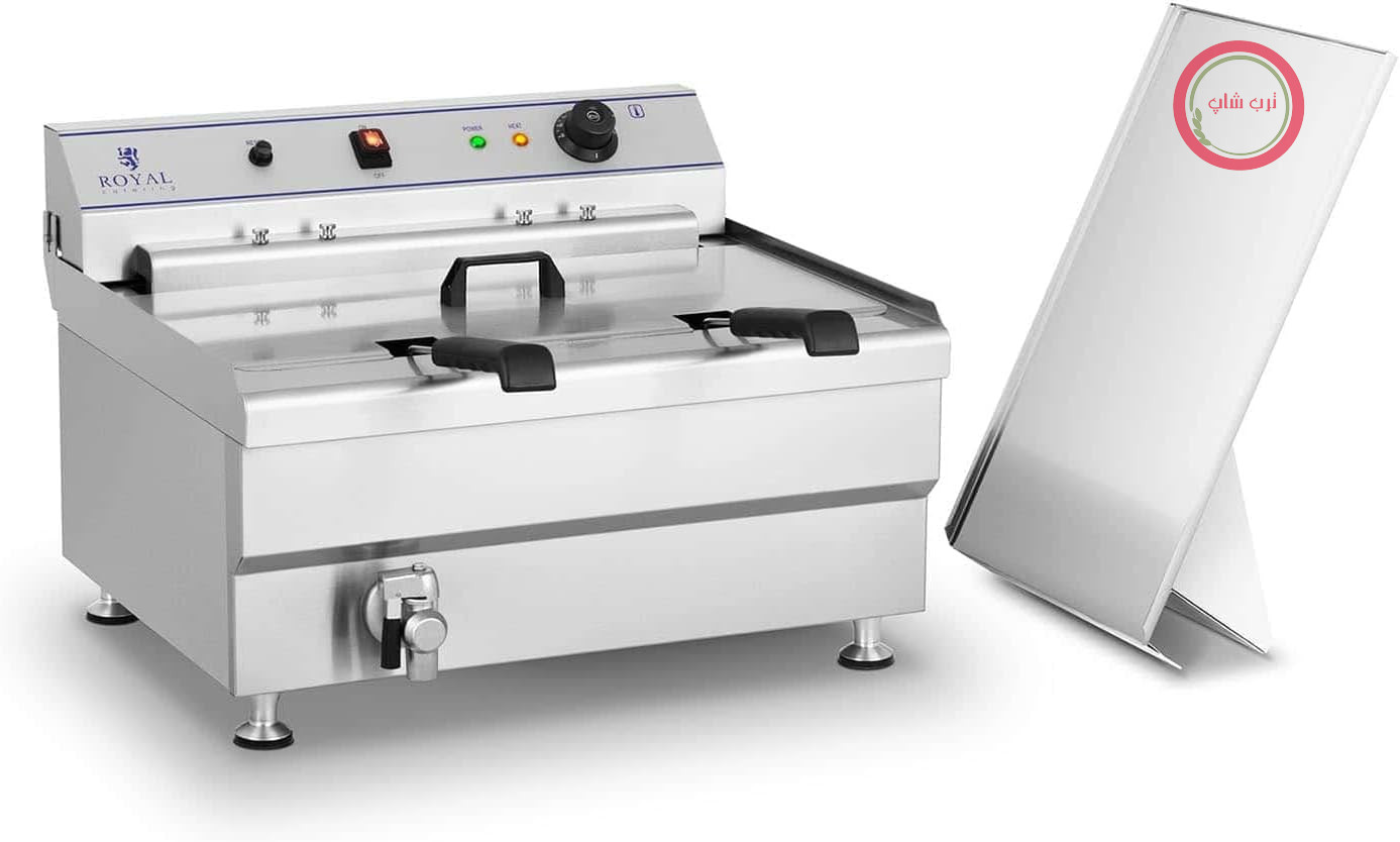 سرخ کن عمیق Royal Catering RCBG 30-2-B STH (24 لیتر، 9000 وات، 400 ولت، شیر تخلیه، استیل ضد زنگ، 2 سبد)