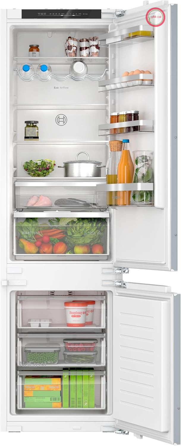 یخچال فریزر توکار بوش KIN96VFD0 سری 4 XL، ابعاد 194 در 56 سانتی‌متر، گنجایش یخچال 215 لیتر و فریزر 75 لیتر، ساخت آلمان، VitaFresh XXL، دمای 0 درجه سانتیگراد، بدون برفک، خنک‌کنندگی فوق‌العاده، لولای تخت