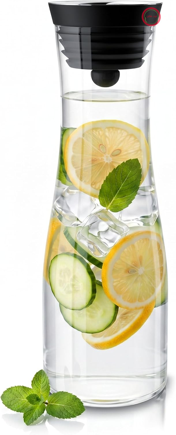 پارچ آب و نوشیدنی شیشه‌ای با درب سیلیکونی آرندو آلمان Arendo ظرفیت 1.2 لیتر