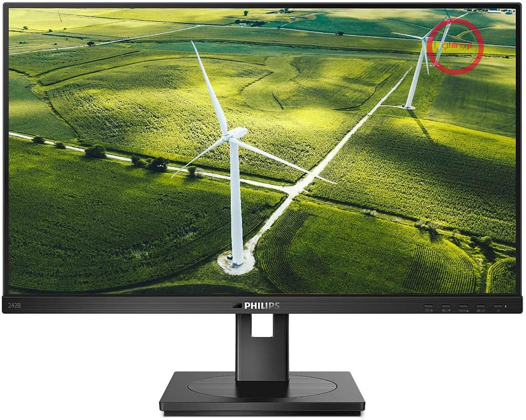 مانیتور فیلیپس 242B1G - 24 اینچ FHD سبز، قابلیت تنظیم ارتفاع (1920x1080، 75 هرتز، VGA، DVI، HDMI، DisplayPort، هاب USB) مشکی