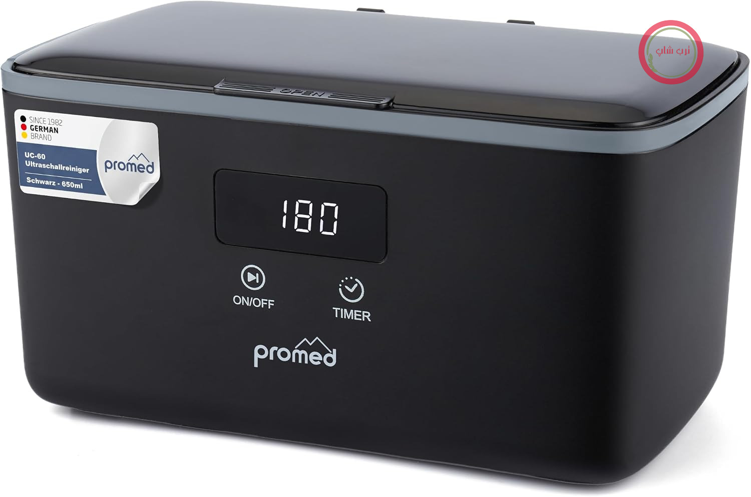 تمیزکننده اولتراسونیک Promed UC-60 مشکی 650 میلی‌لیتری – دستگاه تمیزکننده اولتراسونیک 45 کیلوهرتز، 50 وات، حمام اولتراسونیک برای عینک، جواهرات، ساعت، براکت و دندان مصنوعی، دستگاه تمیزکننده عینک - 5 برنامه تایمر