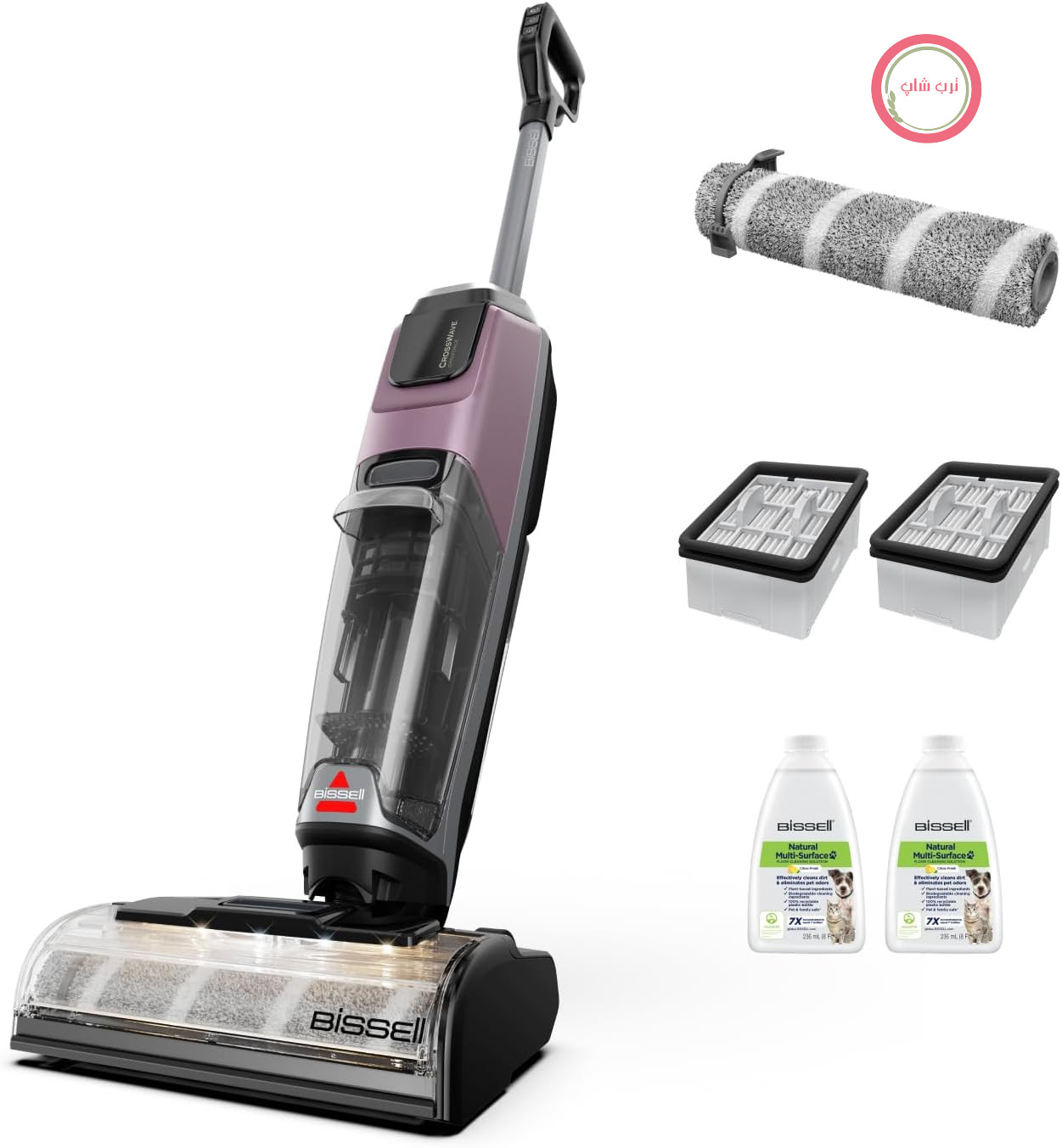 جاروبرقی بی‌سیم بیسل مدل CrossWave OmniForce EdgeFind مدل 4325N | جاروبرقی و تی در یک دستگاه، چراغ‌های LED، یابنده موی حیوانات خانگی، تمیز کردن زیروگپ، تمیز کردن چند ناحیه‌ای به مساحت 350 متر مربع