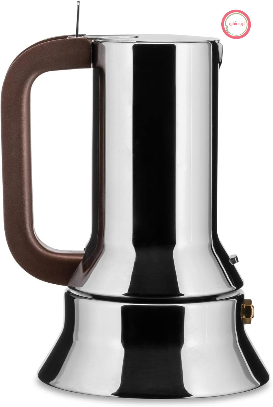 دستگاه قهوه اسپرسو ساز طرح دار Alessi 9090/1، بدنه آلومینیومی، دسته و دستگیره از جنس رزین ترموپلاستیک، ۱ فنجان، ۹.۵x۱۵x۹.۵