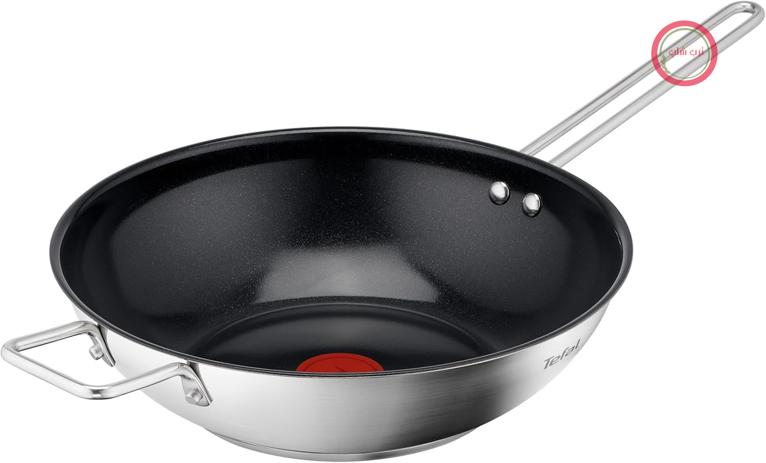 ماهیتابه ووک استیل ضد زنگ Tefal Nordica 28 سانتی متر، روکش نچسب، نشانگر دمای سیگنال حرارتی یکپارچه، مناسب برای انواع اجاق گاز (گاز، برق، سرامیک، القایی)، استیل ضد زنگ، H8711955