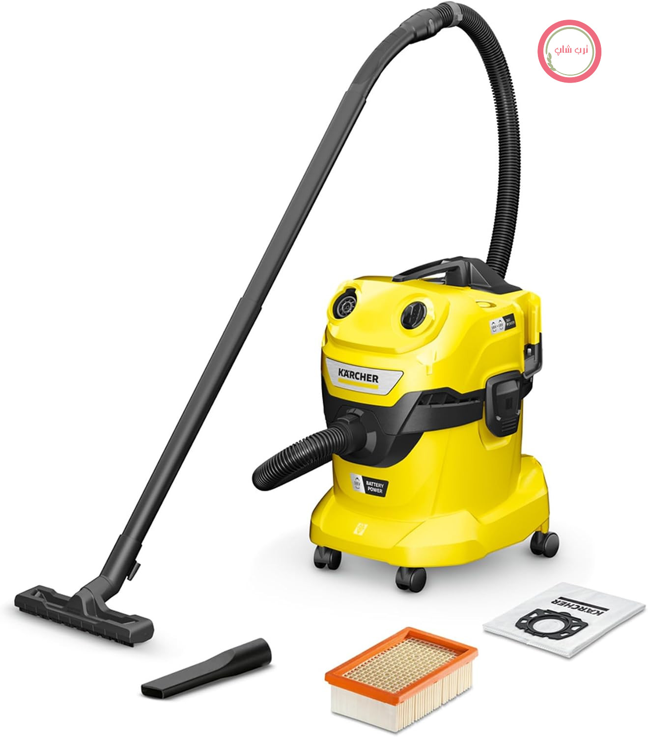جاروبرقی صنعتی آب و خاک شارژی کرشر آلمان Kärcher WD 4-18 Dual، مخزن 20 لیتری، 36 ولت