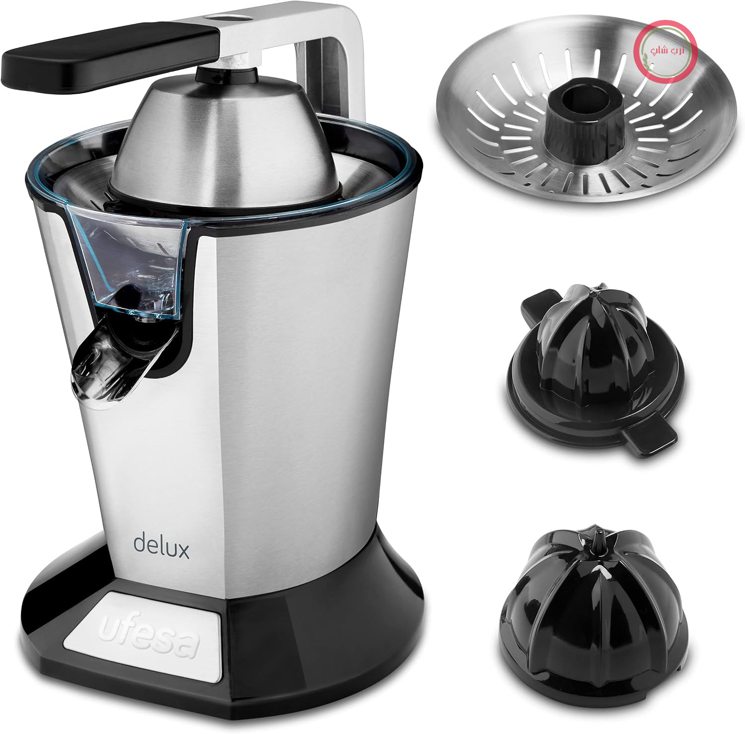 آب مرکبات گیری یوفسا اسپانیا Ufesa EX4950 با 600 وات، آبمیوه گیری برقی از جنس استیل ضد زنگ، آبلیموگیر، آب پرتقالگیر، آبلیموگیر، بدون BPA، مشکی