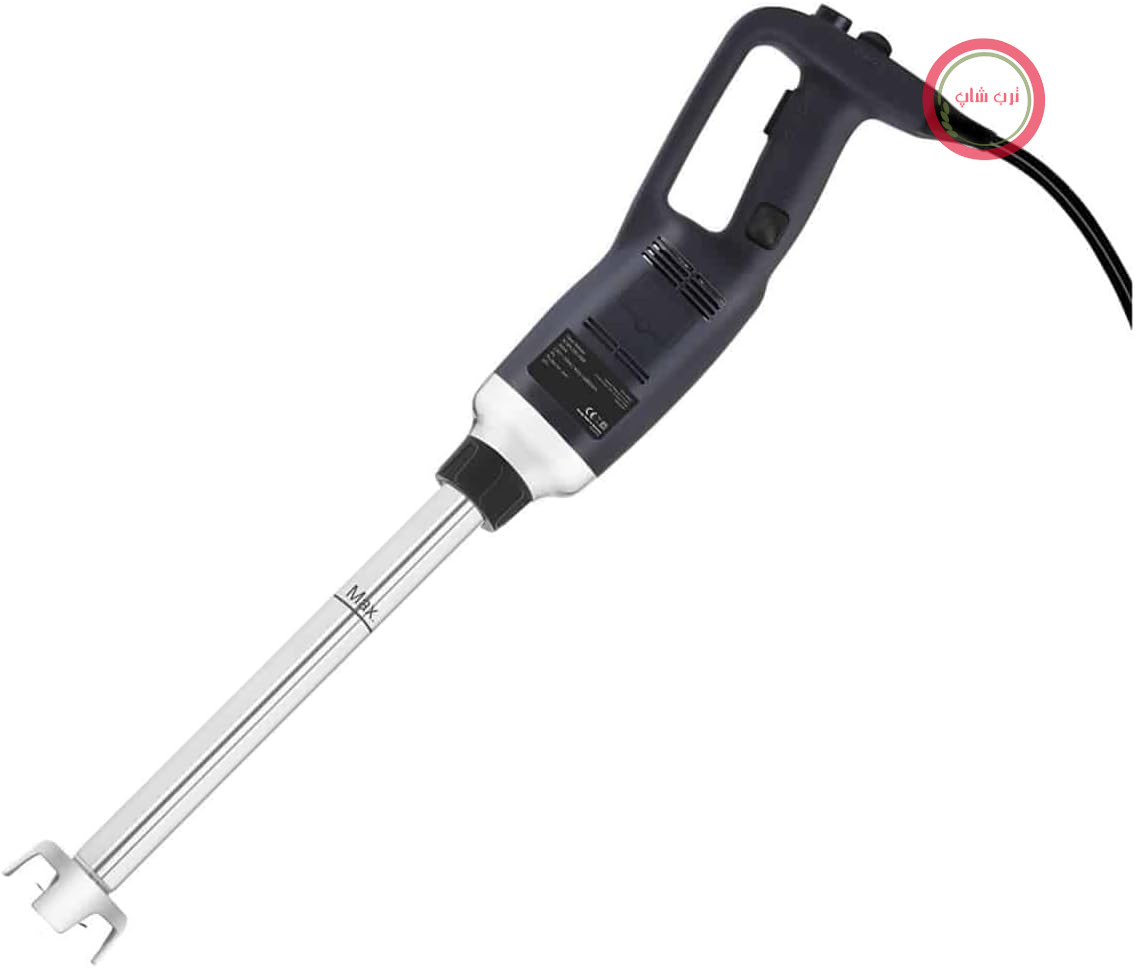 گوشت کوب برقی صنعتی رویال کترینگ آلمان Royal Catering RCSM-350-400P دسته ارگونومیک، 350 وات، 6000-18000 دور در دقیقه با قابلیت تغییر مداوم، محافظ پاشش آب، شفت مخلوط کن 400 میلی متری