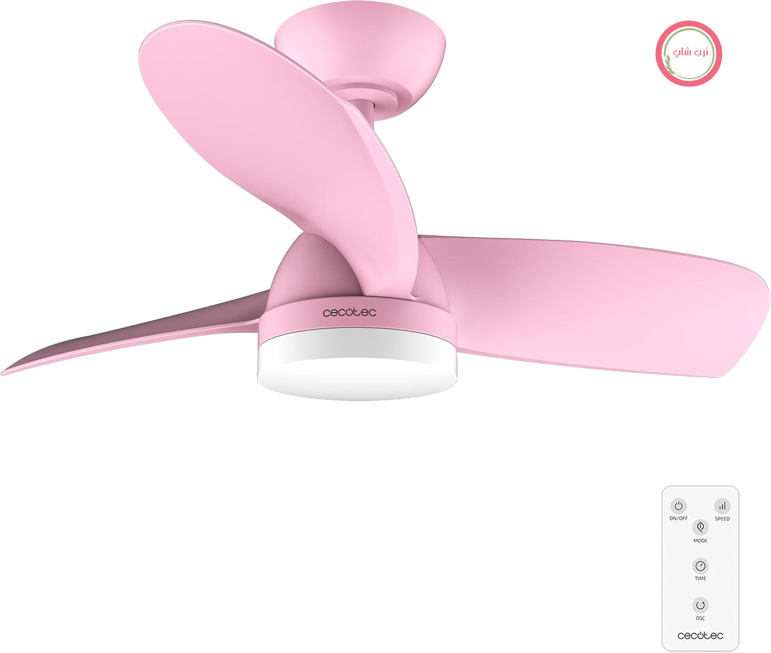 پنکه سقفی چراغ‌دار سکوتک اسپانیا Cecotec Aero 3050 موتور جریان مستقیم DC چراغ LED، کنترل از راه دور صورتی