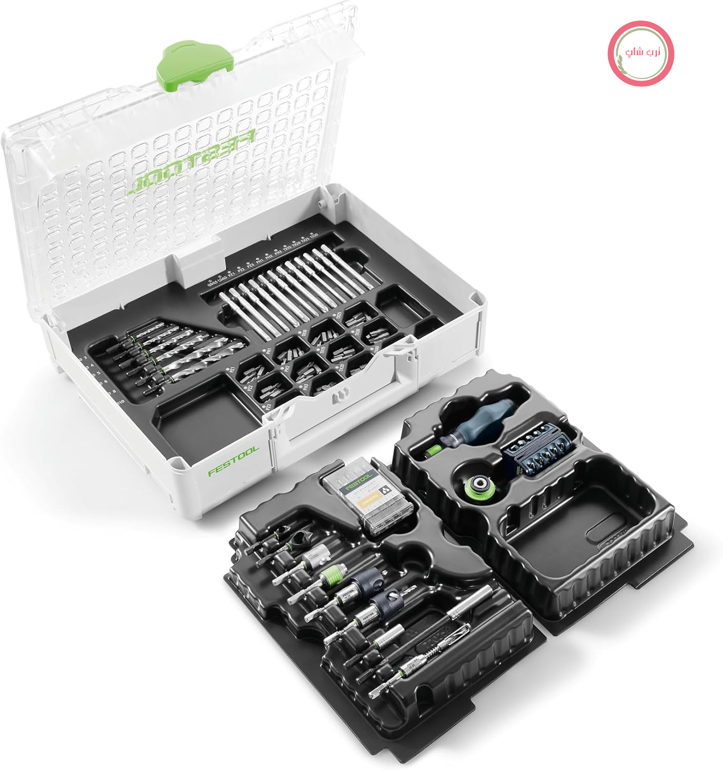 کیت مونتاژ Festool SYS3 M 89 ORG Systainer - مجموعه مته و نگهدارنده مته | 6 مته مارپیچ چوبی، کیت ابزار CENTROTEC، مجموعه گسترده مته در TwinBox، درب شفاف برای پروژه‌های مونتاژ