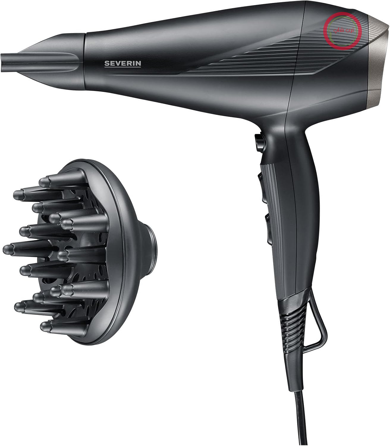 سشوار سورین آلمان Severin HT 0167 سشوار حرفه‌ای با فناوری یونی، ضد وز، موتور AC بادوام، سه حالت تنظیم دما، شامل پخش‌کننده هوا، کول شات