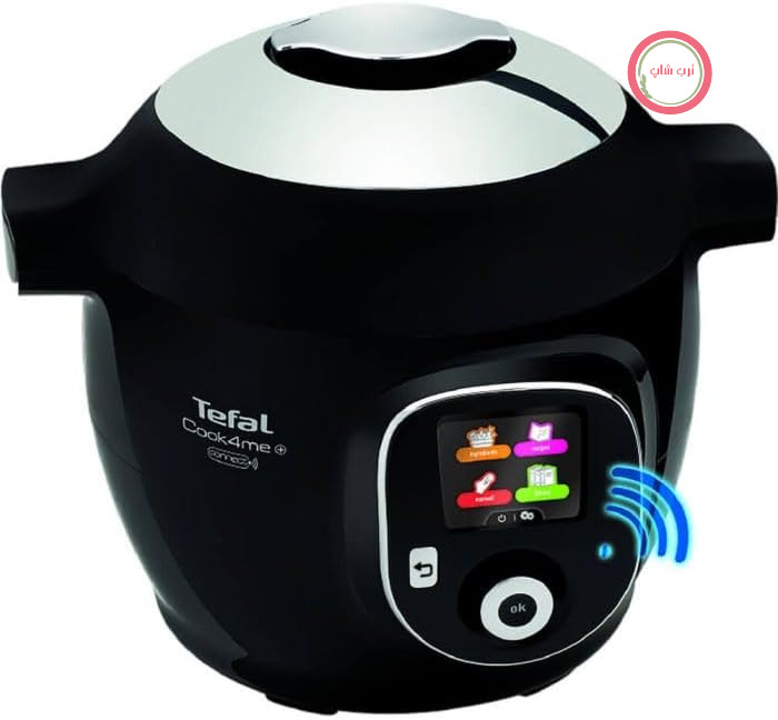 پلوپز چندکاره هوشمند Tefal Cook4Me+ Connect CY855830، 1600 وات، 6 لیتر، 6 حالت پخت، 150 دستور غذا، برنامه اختصاصی، مشکی