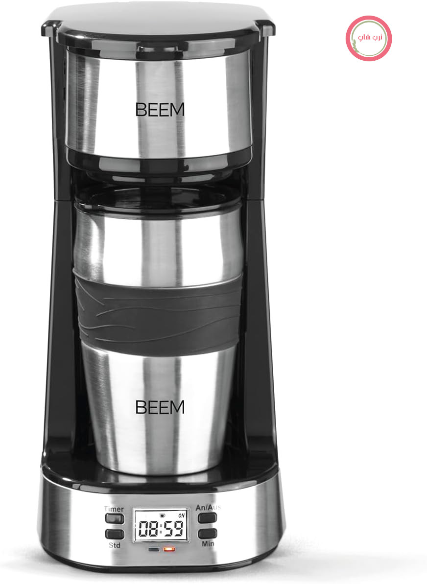 دستگاه قهوه ساز تک فیلتر BEEM THERMO 2 GO با ماگ حرارتی 0.4 لیتری | فیلتر دائمی | با تایمر 24 ساعته برای یک فنجان قهوه داغ صبحگاهی بدون انتظار | 750 وات
