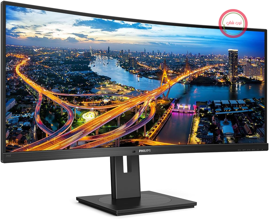 مانیتور فیلیپس 346B1C - مانیتور خمیده 34 اینچی Zoll WQHD با قابلیت اتصال USB-C، قابل اتصال به کامپیوتر (3440x1440، 100 هرتز، HDMI، DisplayPort، USB-C، RJ45، هاب USB) ساخت شرکت Schwarz